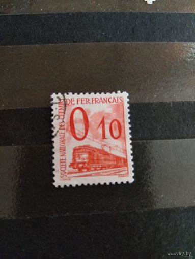 1960 Франция марка оплаты пересылки посылок (пакетов) по железной дороге поезд паровоз Ивер 32 оценка 10 евро (2-8)