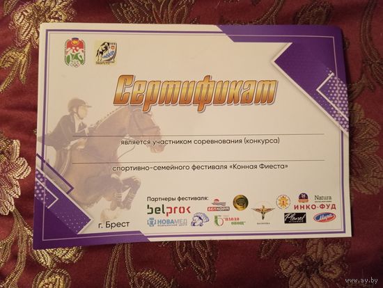 Сертификат участника соревнований