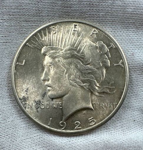 С рубля без мц! 1 доллар 1925 США Мирный - золотистая патина! Год реже!