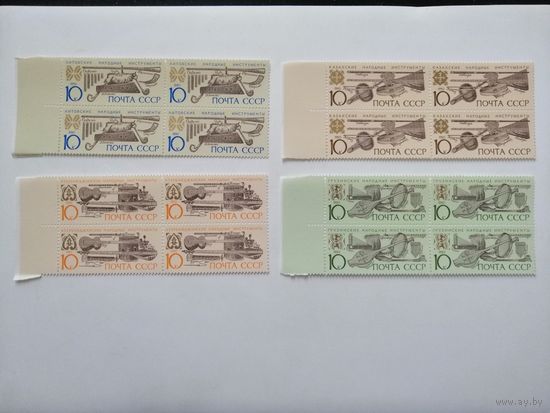 1990 СССР. Музыкальные инструменты. Квартблоки. Полная серия.