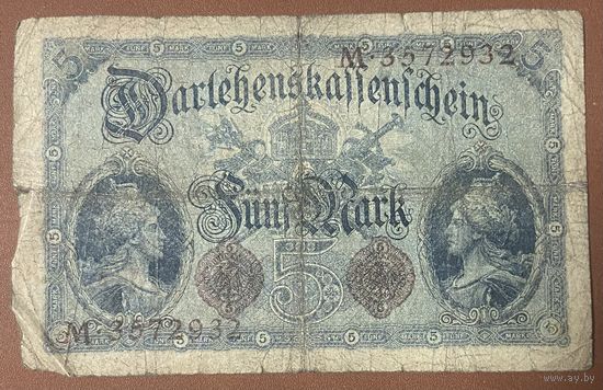 Банкнота 5 марок 1914 год. Германская империя.