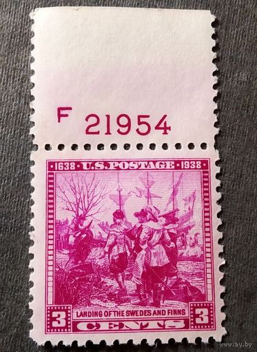 Марка США 1938 год 300-летие шведско-финских поселений