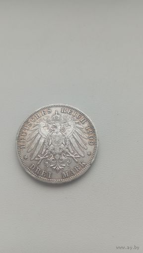 Пруссия 3 марки 1909 год