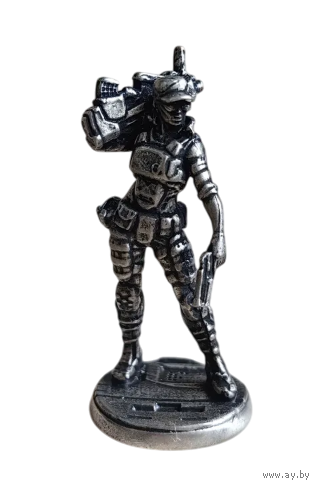 Статуэтка миниатюра Девушка кибер воительница Металл/сплав