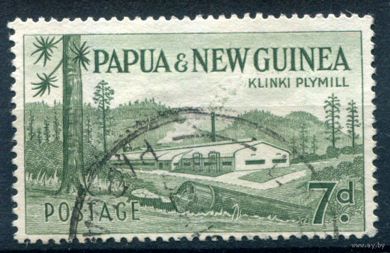 Британские колонии - Папуа Новая Гвинея - 1952/60г. - ландшафты, виды, местные мотивы, 7 P - 1 марка - гашёная [Mi 11]. #3-WB-90-A-2