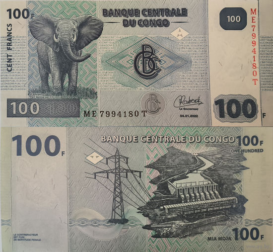 Конго 100 Франков 2022 UNC П1-499