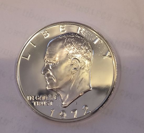 1 доллар 1972 Эйзенхауэр proof США. Серебряная! Глубокое зеркало!