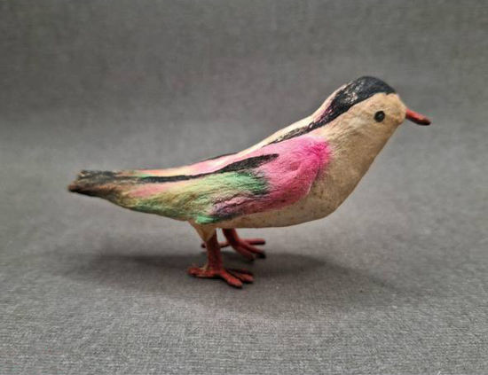 Старинная елочная игрушка птица, вата / папье-маше СССР