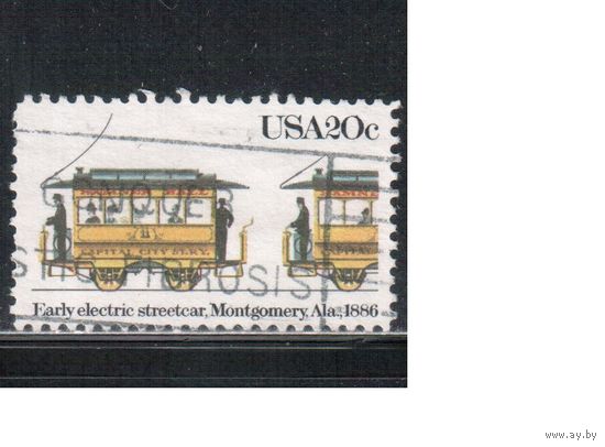 США-1983, (Мих.1659) , гаш.  , Городской транспорт, Трамвай