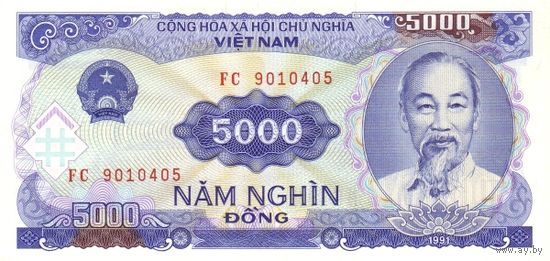 Вьетнам 5000 донгов образца 1991 года UNC p108