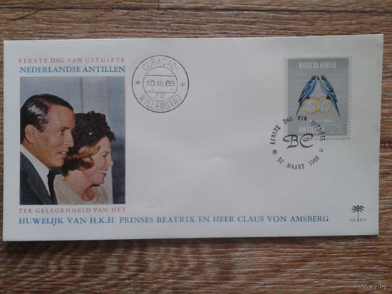 Нидерландские Антилы колония КПД 1966 принцесса Беатрис с мужем (королева с 1980 г.)