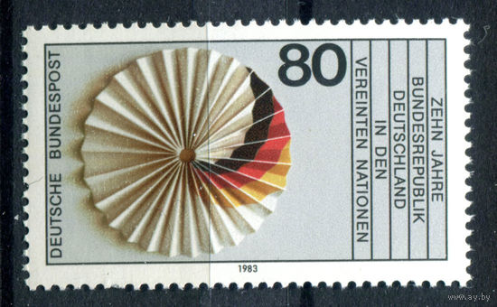 Германия (ФРГ) - 1983г. - ФРГ 10 лет член ООН - полная серия, MNH с дефектом клея [Mi 1185] - 1 марка
