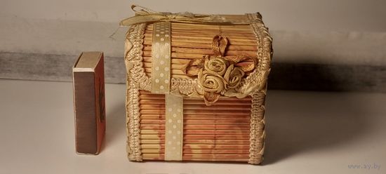 Шкатулка бамбук, соломка. Ручная работа