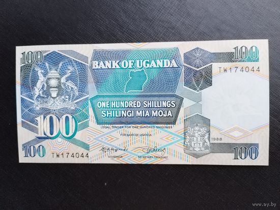 Уганда 100 шиллингов 1988г, unc, пресс