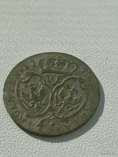 6 грошей 1756 год (не мыта даже водой)