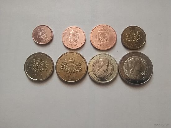 Латвия набор монет евро (8 штук), 2014) [UNC]