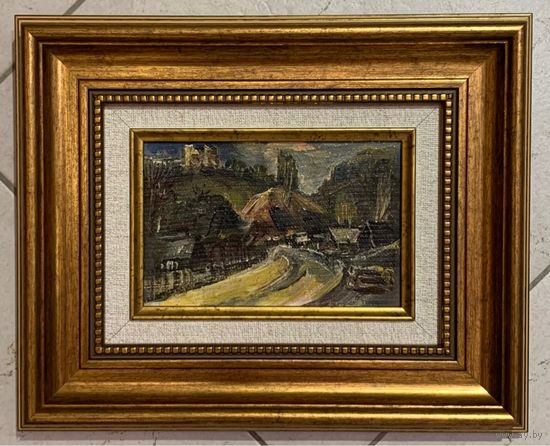 Хорошевич К.И "Родные места", 1971г. Картон, масло. Размер 10х15 см.