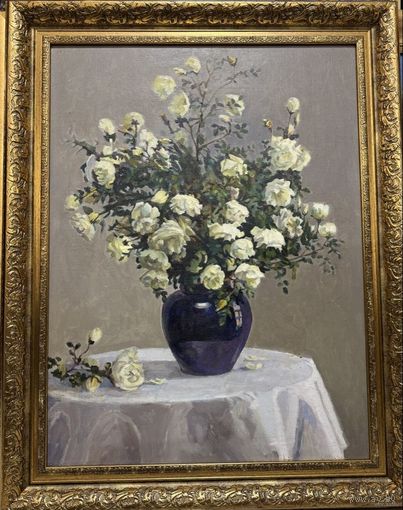 Бржозовский Г.Ф "Белые розы", 1975г. Холст, масло. Размер 80х60 см.