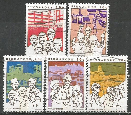 Сингапур. Национальная оборона. 1984г. Mi#454-58. Серия.