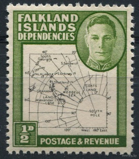 Фолкленды 1946 ** Карта, марка из серии (SG G9), Британские колонии