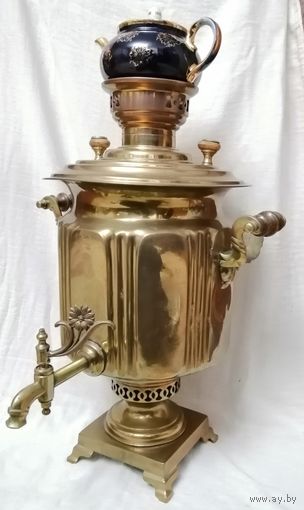 Самовар с чайником и медалями, форма фонарь, примерно 1896-1907г.