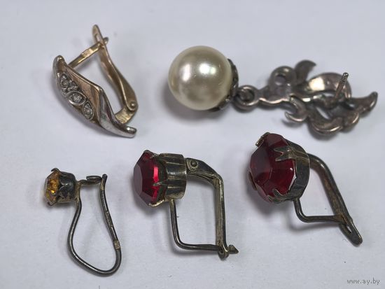 Серьги серебро. 875. 916. и 925 проба. Одиночные.