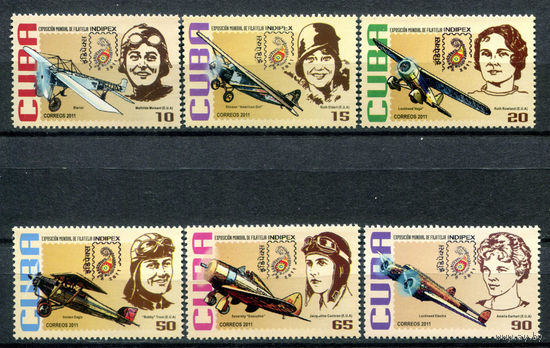 Куба - 2011г. - Самолёты и известные авиаторы - полная серия, MNH, одна марка с пятнышком на клее [Mi 5476-5481] - 6 марок
