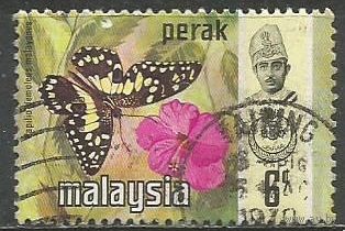 Малайские штаты(Перак). Бабочка лимонный парусник. 1971г. Mi#125.