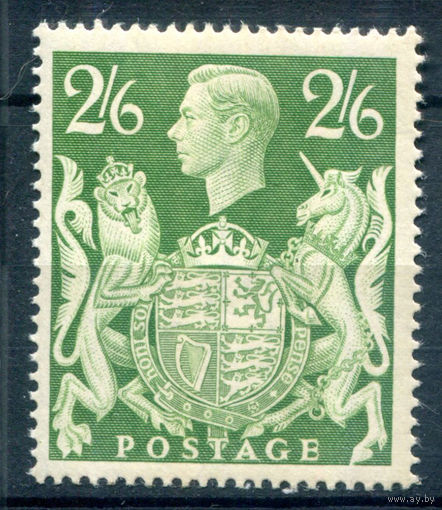 Великобритания - 1941/48г. - король Георг VI, герб, 2,6 Sh - 1 марка - MNH, на клее есть маленькая точка-пятнышко [Mi 228]. #3-WK-74-A-1