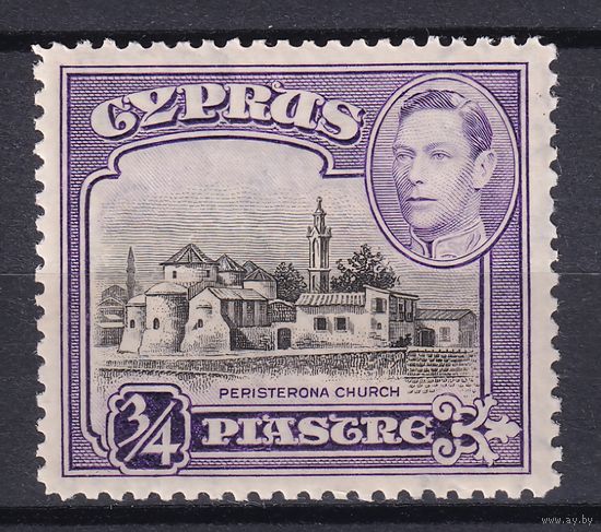 100.BrK. Великобритания. Колонии. Кипр. Георг VI. Архитектура и пейзажи. 1951 г. 3/4P. Mi.#139A.