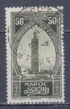 [1521] Французские колонии. Марокко 1923. Культура.Архитектура.Минарет. Гашеная марка.