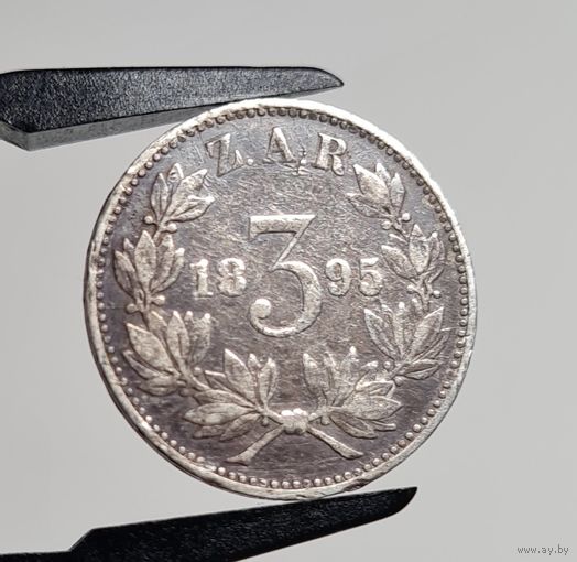 3 пенса, ЮАР, 1895 года, Серебро, ХОРОШИЕ!