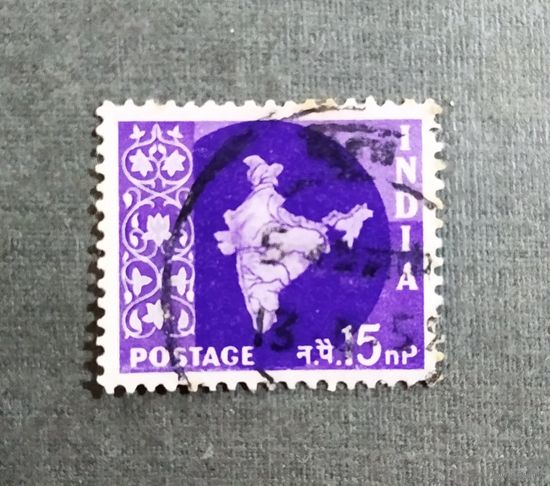 Марка Индия 1957 год Карта