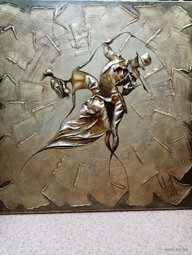 Авторская техника Ковалев "Муза", 70х70см х. ак. патина камень