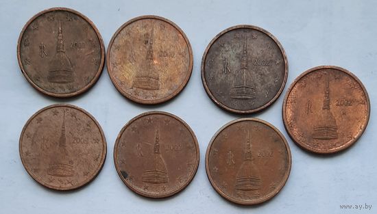Италия 2 евроцента 2002 г. Цена за 1 шт.