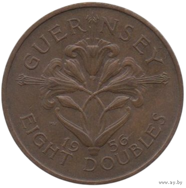 Бейливик Гернси (Коронное Владение). 8 дублей ( даблов ) 1956. Трехцветковая лилия Гернси.