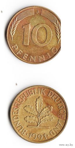 10 пфеннигов Германия 1991 года(J)
