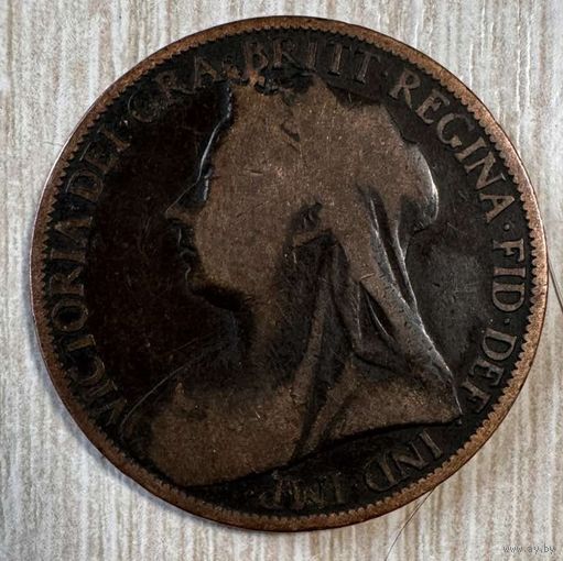 Монета 1 пенни 1898 год. Великобритания. Королева Виктория