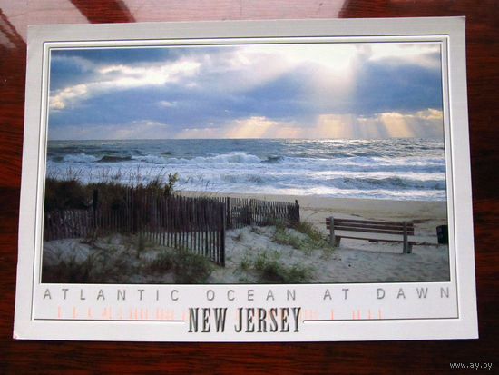 С005-3102 Открытка Atlantic Ocean at Dawn New Jersey США Конец 1990-х – начало 2000-х Подписана Прошла почту