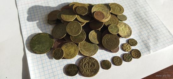 Монеты РИ 75шт 345гр, денга 1735, полушки петровские, 1/2 копейки, 5 копеек, 1 копейка, 2 копейки, 3 копейки