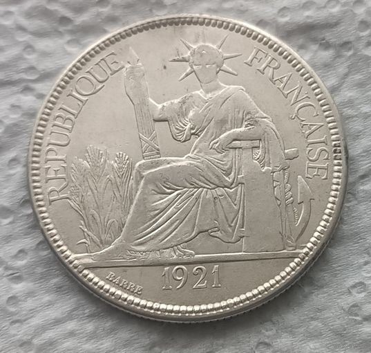 Французский Индокитай 1 пиастр 1921 с блеском