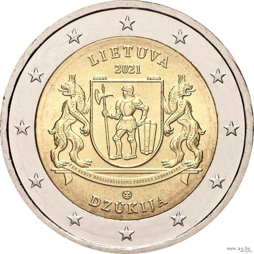 2 евро 2021 Литва Дзикуя UNC из ролла