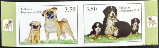 Таджикистан 2018 .Фауна. Собаки. Сцепка из 2 марок беззубцовая