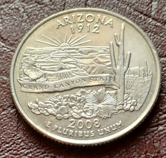 США 25 центов , D  2008 Квотер штата Аризона     ( 2-6-2 )