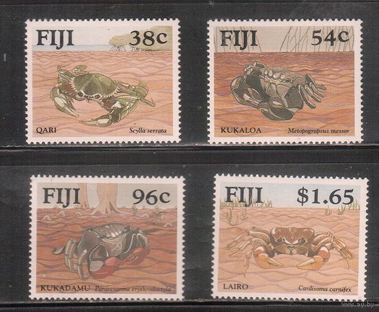 Фиджи-1991(Мих.640-643) , ** , Морская  Фауна,  Крабы  (полная серия)