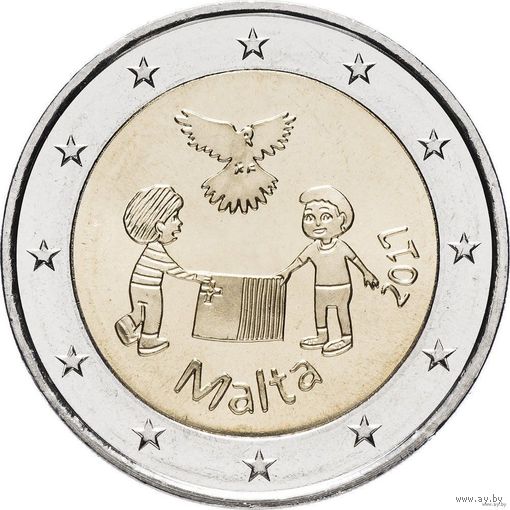 2 евро 2017 Мальта Мир UNC из ролла