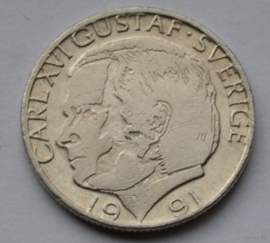Швеция, 1 крона 1991 г.