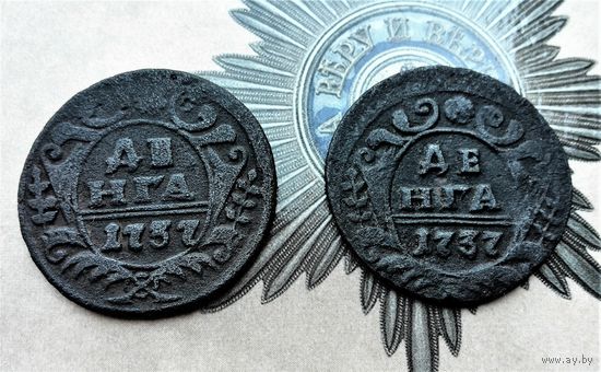 ДЕНГА 1737 Г. ДВА РАЗНОВИДА ЕКАТЕРИНБУРГСКОГО ТИПА