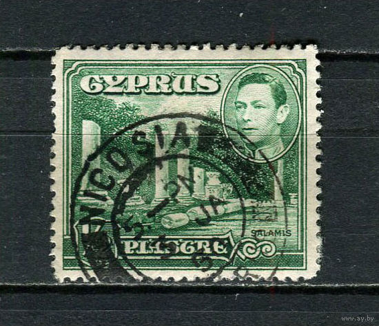 Британские колонии - Кипр - 1938/1951 - Король Георг VI и руины дворца Вуни 1/2Pia - [Mi.137] - 1 марка. Гашеная.  (Лот 23Dv)