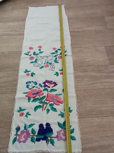 Рушник СССР с вышивкой голуби, птицы. Вышитый рушник ссср.